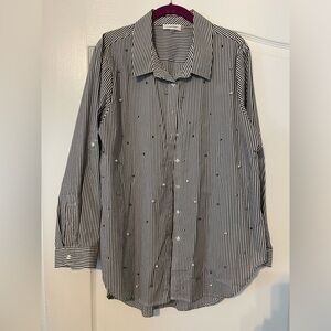 Calvin Klein Black and White Striped Button Down Shirt